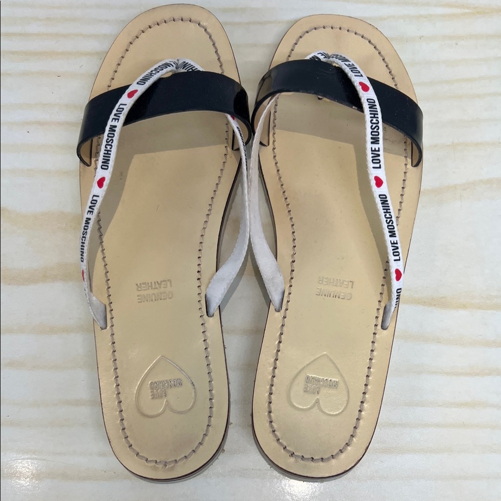 Love Moschino Black and Cream Sandals